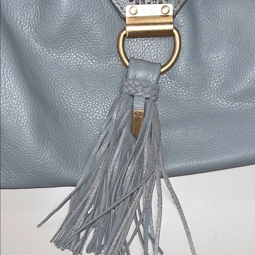 Foley + Corinna Baby Blue / Gray Faux Leather Shoulder Bag